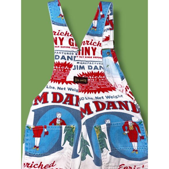 VTG Big Smith Kids Overalls Jim Dandy Hominy Grits Sack Print Approx. 6-7 years - Picture 5 of 10